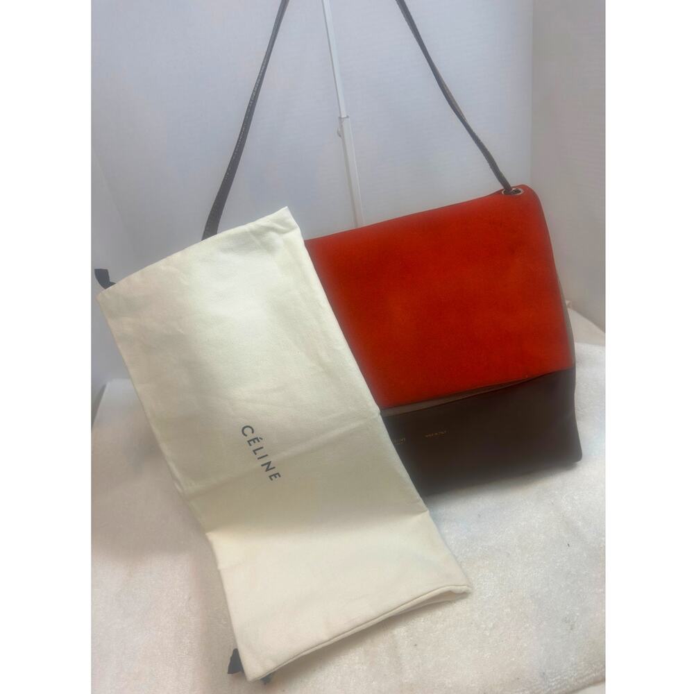 Celine Suede & Leather Shoulder Bag Brown Large Hobo Gold Hardware - Picture 13 of 14